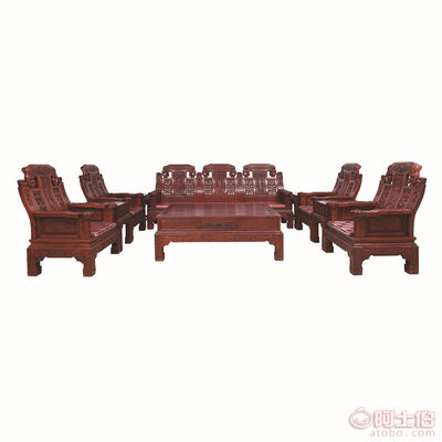 博君紅木家具 匠心定制中式古典客廳福祿壽沙發十件套